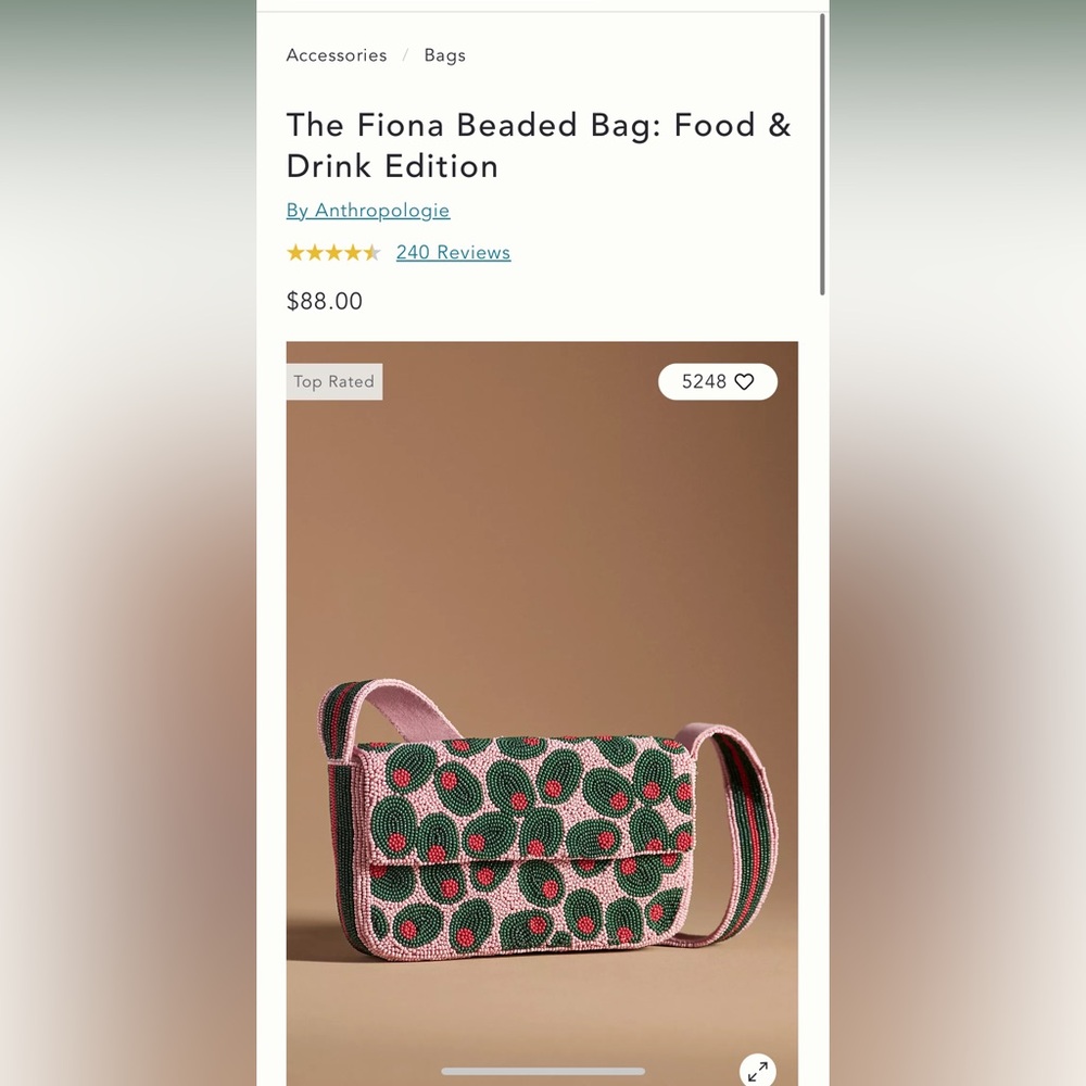 Anthropologie Green and Pink Beaded Bag. Maeve brand. Brand new!